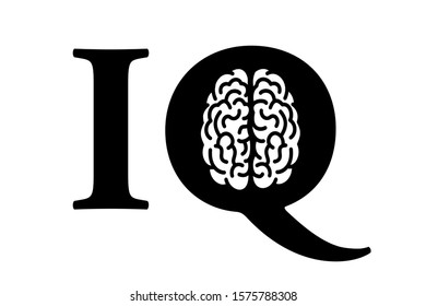 Intelligence quotient - IQ with brain. Intelletcual and mental capacity is measured as score. 