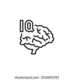 Inteligência ícone de linha de quociente. sinal de estilo linear para conceito móvel e web design. Ícone do vetor contorno do QI cerebral. Símbolo, ilustração de logotipo. Gráficos vetoriais