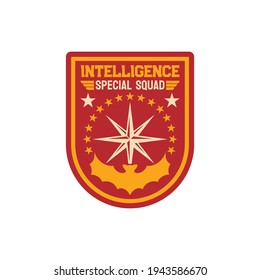 Intelligence Special Squad Navy Marine Maritime Forces Isolated Patch On Military Officer Uniform. Vector Insignia Of Armed Forces Of Naval And Amphibious Warfare, Ocean-borne Combat, Windrose