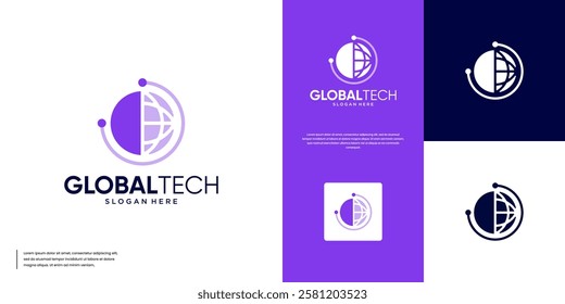 intelligence symbol, digital technology, global education, design vector template.