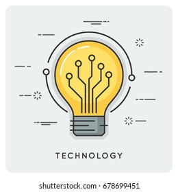 Intelligence and technology. Thin line concept. Vector illustration.