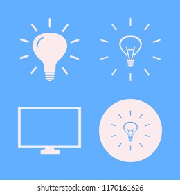 intelligence vector icons set. with monitor and bulb in set