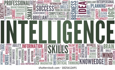 Intelligence vector illustration word cloud isolated on a white background.