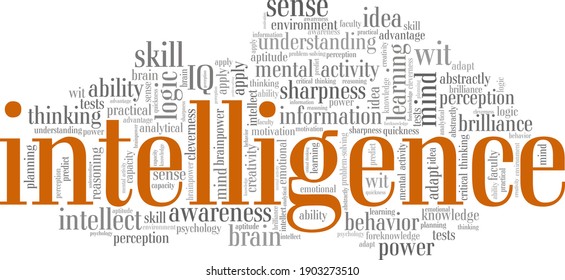 Intelligence vector illustration word cloud isolated on a white background.