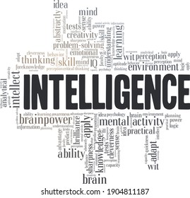 Intelligence vector illustration word cloud isolated on a white background.