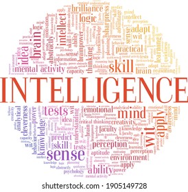 Intelligence vector illustration word cloud isolated on a white background.