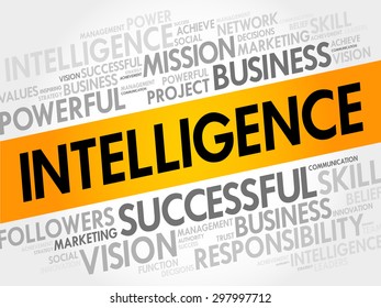 Intelligence word cloud, business concept