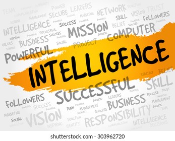 Intelligence word cloud, business concept