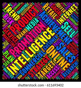 Intelligence word cloud colorful text square typography
