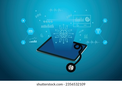 Intelligent AI learning system. Concept of medical. Cyber smart brain. 