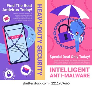 Intelligent Anti Malware Program, Find The Best Antivirus Today. Special Deal Only Today. Heavy Duty Security For Your Personal Computer Or Laptop, Saving Data And Cleaning. Vector In Flat Style