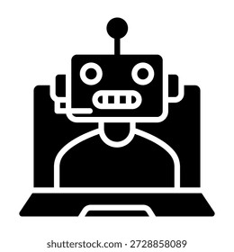 Ilustración vectorial de estilo de glifo de icono de asistente inteligente