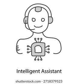 Símbolo de Assistente Inteligente com Tecnologia Inteligente de IA para Assistência Virtual