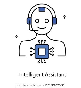 Símbolo De Asistente Inteligente Que Muestra La Asistencia De Inteligencia Artificial Para Tareas Digitales Modernas