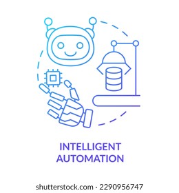 Intelligent automation blue gradient concept icon. Digital robotic technologies. Innovation technologies abstract idea thin line illustration. Isolated outline drawing. Myriad Pro-Bold font used
