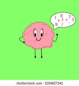 Intelligent brain talking about mathematics. Vector, illustration.
