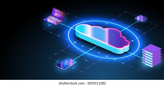 Intelligent building automation system business concept. Abstract isometric  the subject of technologies, data, processes, platforms Smart with digital communication technology. Vector