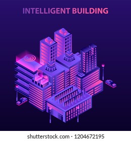 Intelligent building concept background. Isometric illustration of intelligent building vector concept background for web design