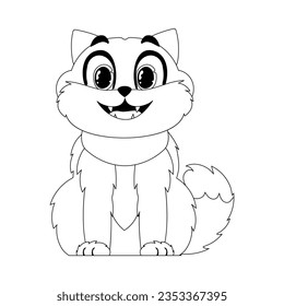 Intelligent cat in a coordinate design, incredible for children's coloring books. Cartoon style, Vector Illustration