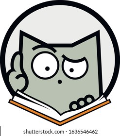Intelligent cat is reading a book