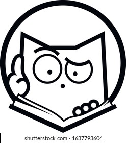 Intelligent cat is reading a book (one color)