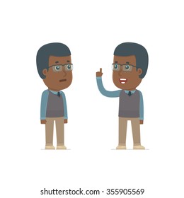 Intelligent Character African American Teacher learns and gives advice to his friend. Poses for interaction with other characters from this series