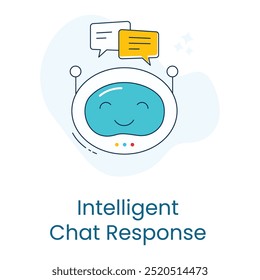 Design inteligente de ícones de resposta de bate-papo. Representando Chatbots.AI Messaging.Smart Responses.Virtual Assistants. Ícone EPS.