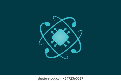 Intelligent Control Glyph Round Background Icon Free Vector