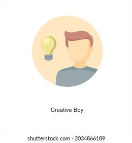 Intelligent or Creative Boy Icon Concept