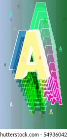 intelligent diagram among request, text Alphabet A vector background in vibrant adornment
