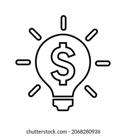 Inteligente, dólar, icono de esquema de idea. Vector de arte de línea.