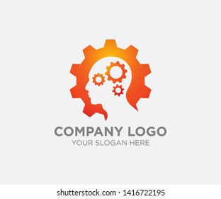 INTELLIGENT GEAR HUMAN LOGO VECTOR TEMPLATE