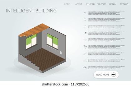 Intelligent home. 3d illustration with intelligent home. Smart home isometric flat vector concept. Iot concept. 3d web icons set. Science icon. Futuristic concept. 