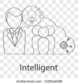 Intelligent icon concept on transparency background. Creative idea design use for your project. Line vector illustration for presentation, mobile app or web page.