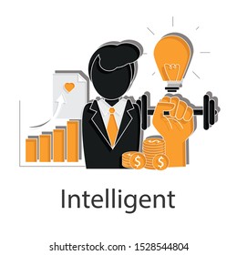 Intelligent  icon concept on white background. Creative idea design use for web page.  Business sign vector illustration for your project or presentation.
