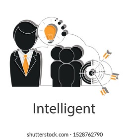 Intelligent icon concept on white background. Creative idea design use for your project. Flat vector illustration for template or web page.