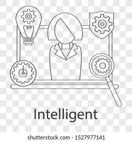 Intelligent icon on transparency background . Creative design use for presentation. Line vector illustration use for your project.
