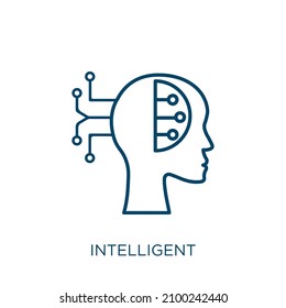 intelligent icon. Thin linear intelligent outline icon isolated on white background. Line vector intelligent sign, symbol for web and mobile