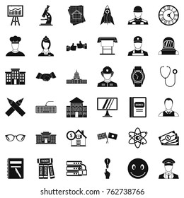 Intelligent icons set. Simple style of 36 intelligent vector icons for web isolated on white background