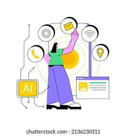 Intelligent interface abstract concept vector illustration. Interactive user interface, usability engineering, personalized experience design, artificial intelligence abstract metaphor.