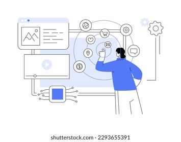 Ilustración de vector de concepto abstracto de interfaz inteligente. Interfaz interactiva de usuario, ingeniería de usabilidad, diseño de experiencia personalizado, metáfora abstracta de inteligencia artificial.