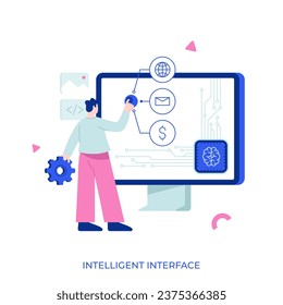 Intelligent interface abstract concept vector illustration. Interactive user interface, usability engineering, personalized experience design, artificial intelligence abstract metaphor.