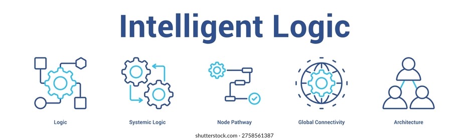 Intelligent Logic web banner icon set vector illustration concept for business with icon of Logic, Systemic Logic, Node Pathway, Glo.