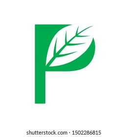 intelligent logo design with hidden message technology based on the letter P and forming a leaf
