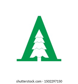 intelligent logo design with hidden message based on the triangle or letter A and forming a tree