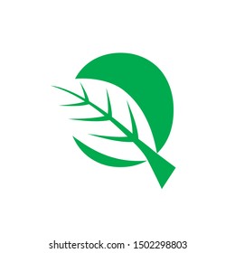 intelligent logo design with hidden message based on the letter Q and forming leaf
