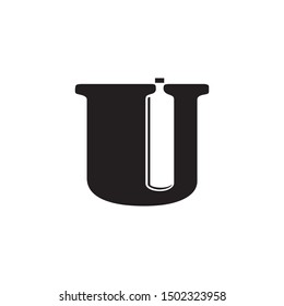 intelligent logo design with hidden messsage technology based on the letter U and forming a bottle of drink