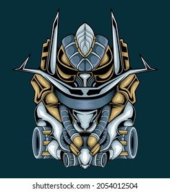 Intelligente mecha Roboterkopfgrafik, perfekt für die Gestaltung von T-Shirts, Aufklebern, Handelsartikeln usw.