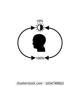 Intelligent memory steeples dimming. Man face silhouette and lighting sign