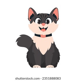 Inteligente alegre gato. Gato sonriente. Estilo de caricatura, Ilustración vectorial